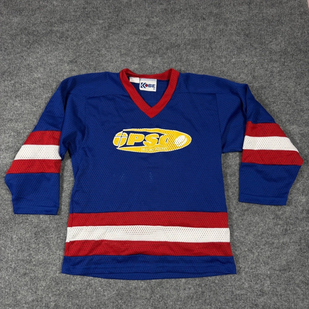 Vtg Kobe Hockey Jersey IPSO In-Line Hockey Youth Medium Blue Canada EUC